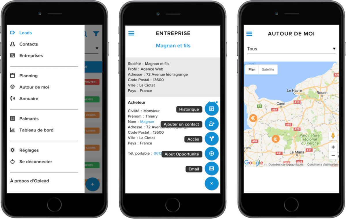 CRM smartphone  gestion de contacts et ventes